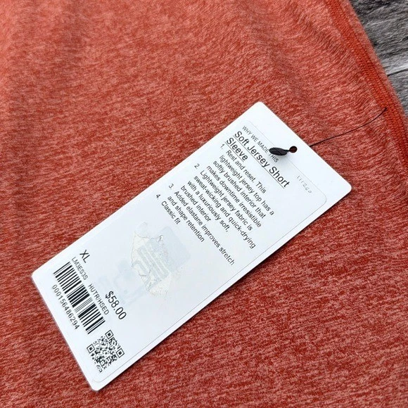Lululemon Soft Jersey Tee Shirt Mens orange Heathered size XL NWT - Image 3 of 4