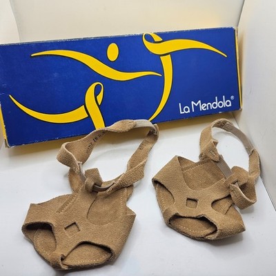 La Mendola Free Style Dance Sandals Bone Suede Leather 754 Size 4 Women's EUC