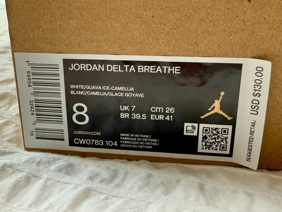 Jordan Delta Breathe Terra Rubor Blanco/Guayaba Hielo Camelia Para Hombres Talla 8 #CW0783-104 Foto 3 de 4