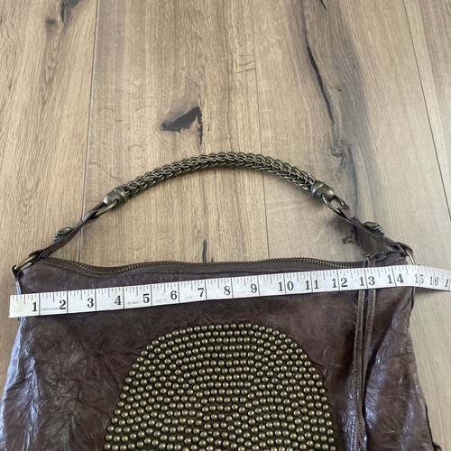 Thomas Wylde Womens Single Strap Studded Skull Brown Leather Shoulder Handbag - Picture 6 of 11