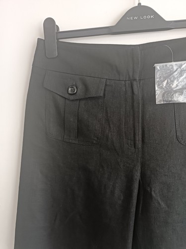 M&Co Wide Leg Black Linen Trousers,Size 10. - Picture 3 of 6