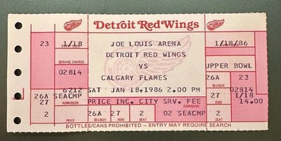 Detroit Red Wings Hockey Ticket Stub January 18 1986 VS Calgary Flames