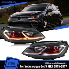 Red Devil Eye Led Headlight For Vw Golf7 Mk7 2015-2017 Head Lamp Sequential Pair