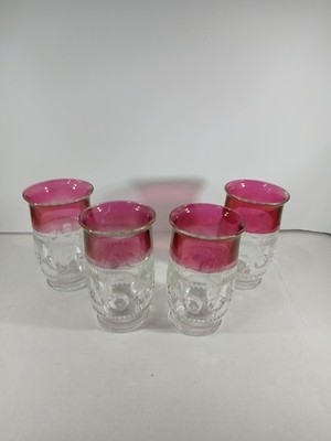 Set Of 4 Vtg Tiffin Franciscan Kings Crown Cranberry Tumblers Glasses 5in RARE