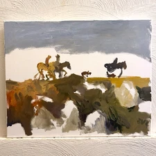 Western Horse Cowboy Arizona Surrealism Oil Painting On Canvas 16”x20” Original