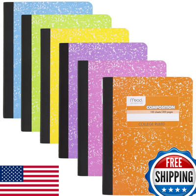 Mead Composition Notebook College Ruled 7.5 X 9.75 Paper 100 Sheets Assorted