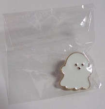 Novelty Brooch Hat Tie Tac Lapel Pin - White Gold Cartoon Ghost - New