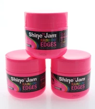 3x Ampro Shine-n-Jam RAINBOW EDGE Hair Gel SMOOTH Extra Control - 4 Oz. Ea.