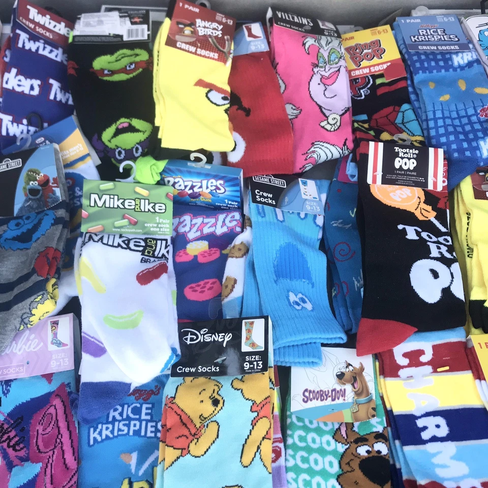全新 批量 NOVELTY FUN 图形 CREW LENTH SOCKS UNISEX。 全新带标签 20 对 40 美元 — 第 3/4 张图片