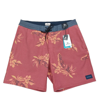 New! Rip Curl 18'' Lay Days Boardshorts Sz 31, Red Floral Hawaiian, Stretch, Surf