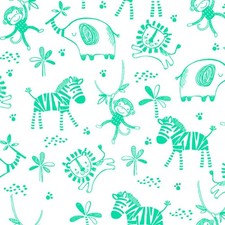 Safari Animals Green Flannel Fabric