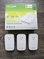 Lot of 3 TP-LINK AV1200 3-Port Powerline Adapters