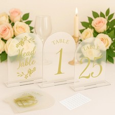 Wedding Table Numbers 1-25 Clear Acrylic Seating Number Signs for Weddings Re...