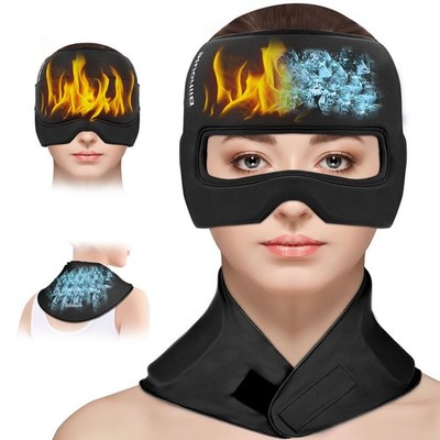 3-in-1 Migraine Relief Cap with Gel Eye Mask & Neck Ice Pack, Hot & Cold Ther...