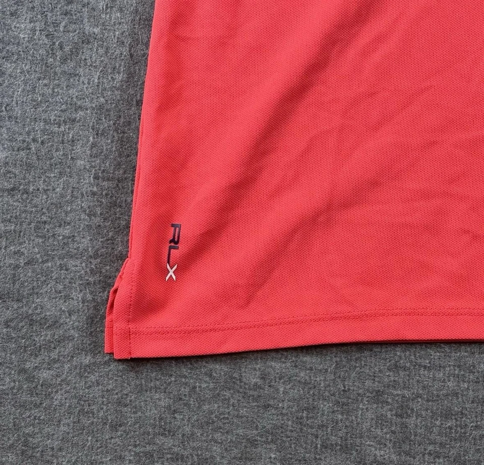 Camisa Polo RLX Ralph Lauren Para Mujer Pequeña Coral Rosa Cuello Johnny Piqué Golf Foto 3 de 4