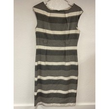 Calvin Klein Sheath Dress Striped Career Workwear Sleeveless Gray Size 8