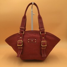 Borsa a Spalla The Bridge Vintage Anni 2000 Pelle e rafia Rossa Made in Italy