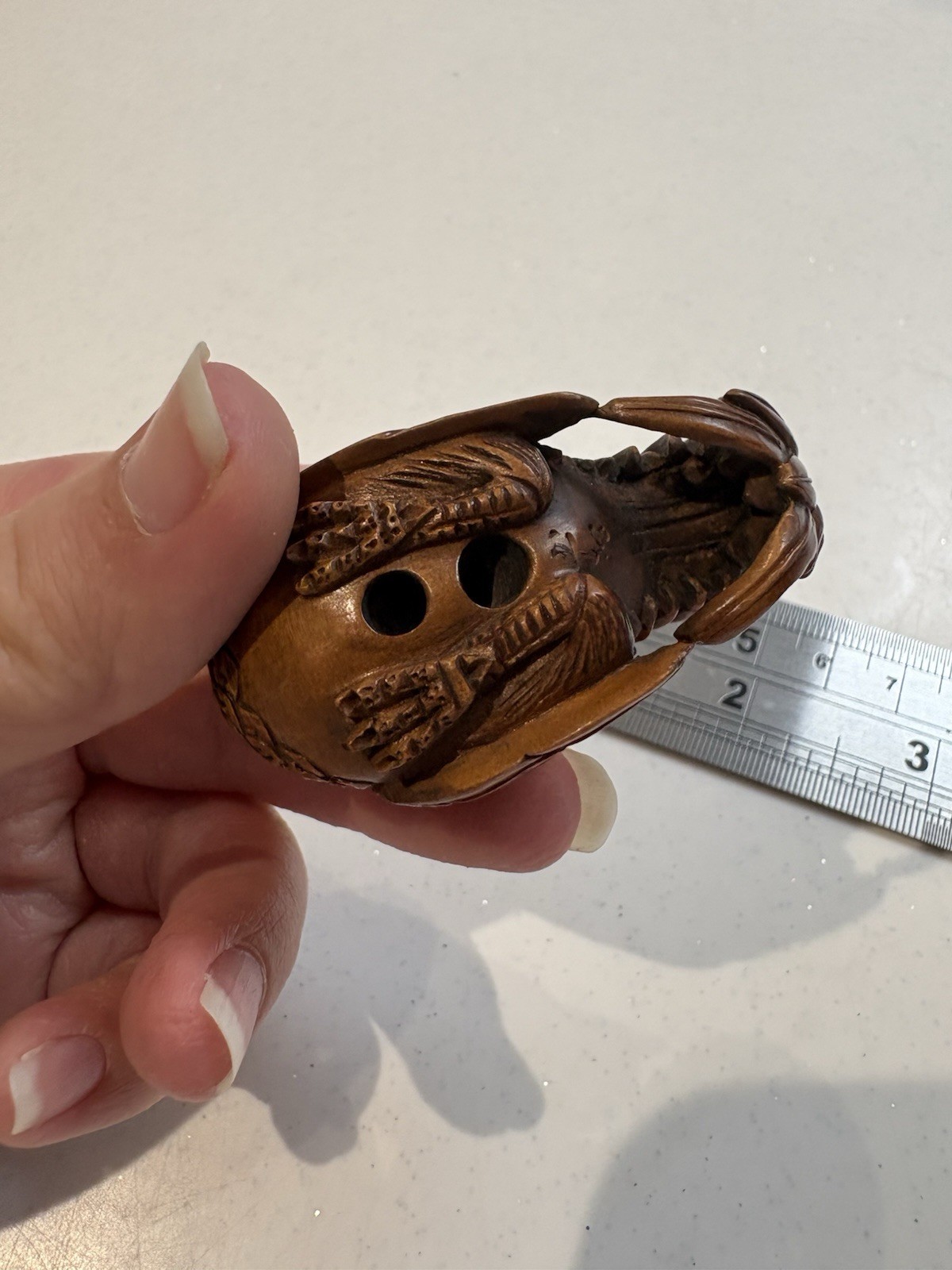 Vintage Carved Wooden Netsuke Rooster Cockerel Signed image 3