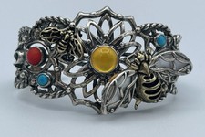 Carolyn Pollack Fritz Casuse Sterling Brass Bumble Bee Gemstone Cuff Bracelet