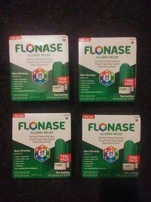 Lot of 4 Flonase Allergy Relief Nasal Spray Twin Pack (144x2 sprays) SHIPS FREE!