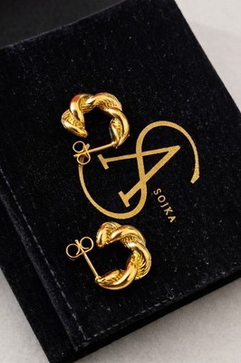 ANISA SOJKA Mini Twisted Hoop Ohrringe   18K vergoldet   Edelstahl   Gold  ...