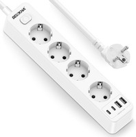 Steckdosenleiste 4 Usb Mehrfachsteckdose Wandmontage 4-Fach Steckerleiste