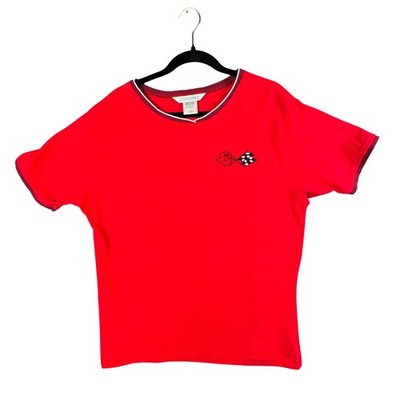 VTG Womens 90s Corvette Logo Tee Outer Banks Red Racing Americana Car Culture L
