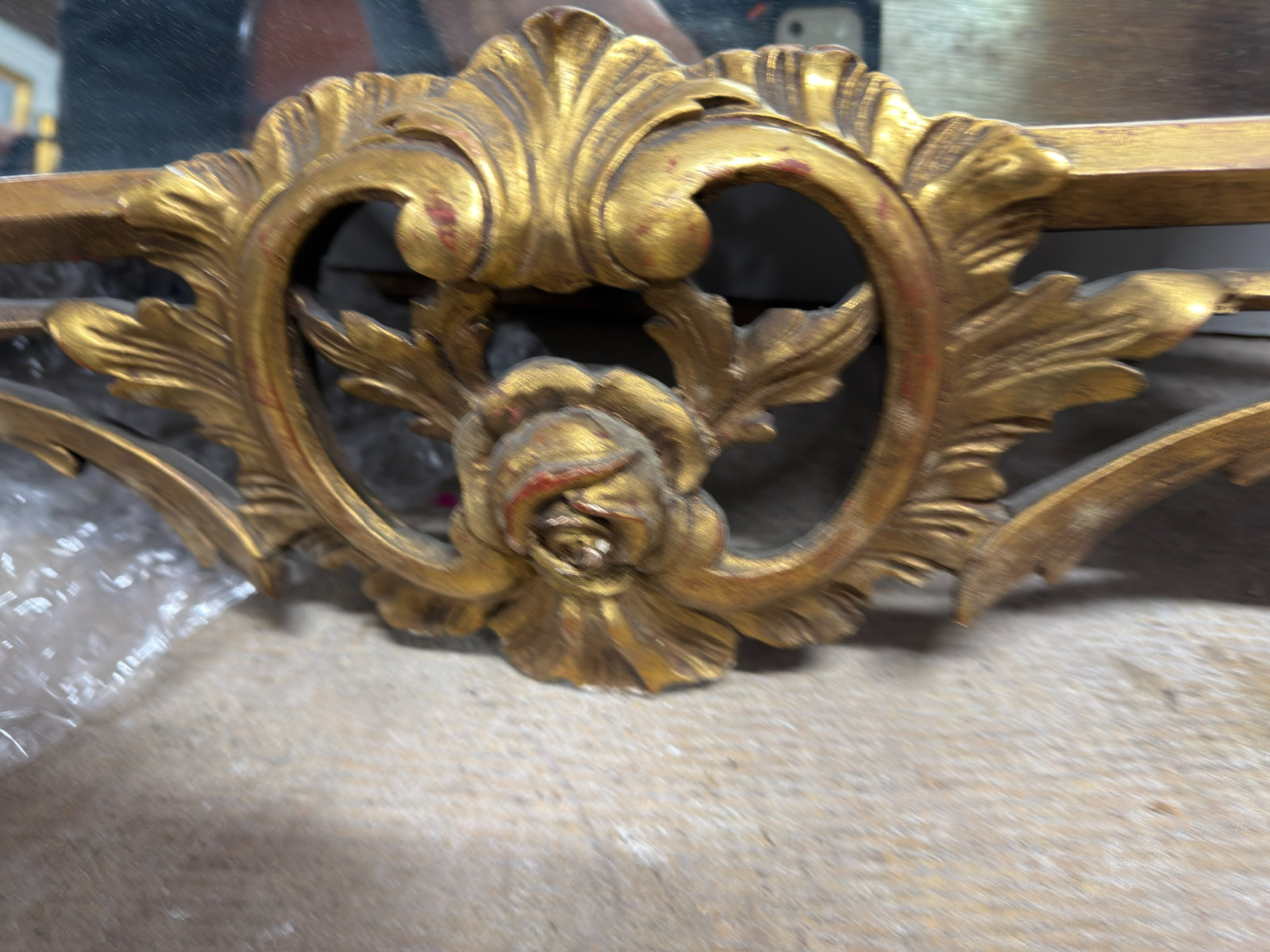 Antique Rococo revival gilt carved wood mirror louis french large ornate hall