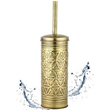 Autumn Alley Vintage Brass Toilet Brush and Holder Set, Standing Toilet Brush...