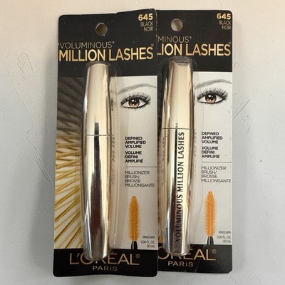 L'Oreal Paris Voluminous Million Lashes Mascara, 645 Black, 0.3 fl oz Lot Of 2