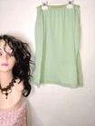 Vintage Lorraine Nylon Short Green Half Slip With Sheer Trim Large Has Flaws