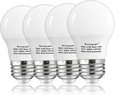 A15 Light Bulbs 60Watt Equivalent, Soft White 3000K, Non-Dimmable, 4 Pack