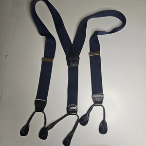 Vintage Navy Blue Suspenders Y-Back Button Ends
