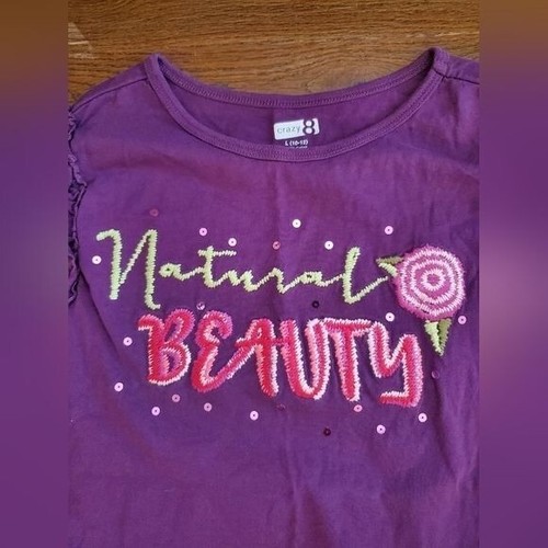 CRAZY 8 Girls 10/12 purple "Natural Beauty" flare sleeve tee - Picture 2 of 4