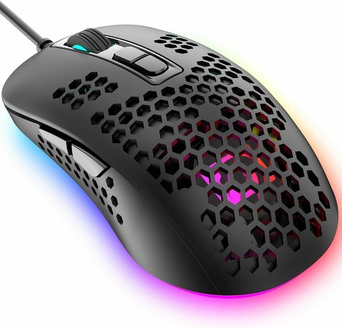 Mouse para juegos con cable ultraligero, 4 RGB respiración retroiluminada ajustable DPI 2400 - Imagen 13 de 14