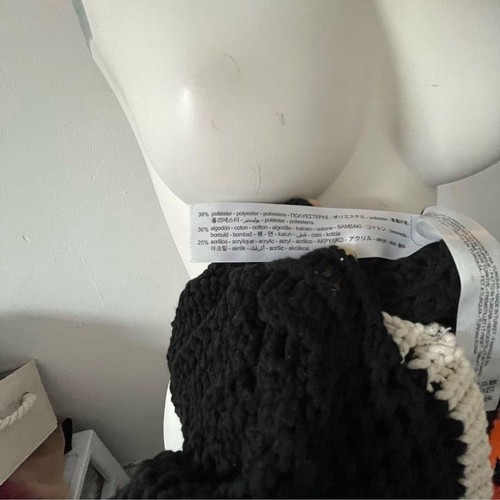 NWT Zara black white crochet halter neck sleeveless knit maxi pullover dress S - Picture 5 of 7