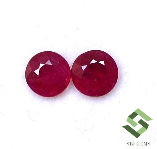 4.75 mm Certified Natural Ruby Round Cut Pair 0.91 CTS Mozambique Loose Gemstone - Picture 5 of 5