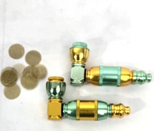 3" Green And Gold set of 2  american pipes with brass screens