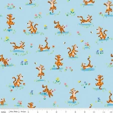 1/4 Yard 9x42 Riley Blake "100 Aker Woods" Tigger Bounce Sky Blue