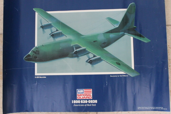 Vintage 1988 C-130 Hercules Airplane Air Force National Guard Military Poster