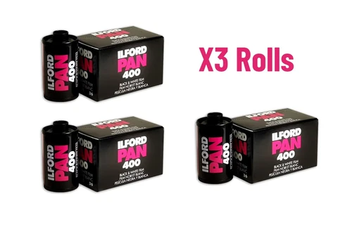 X3 Roll ILFORD Pan iso 400 135 35mm Negative Film Black & White 36 Exp