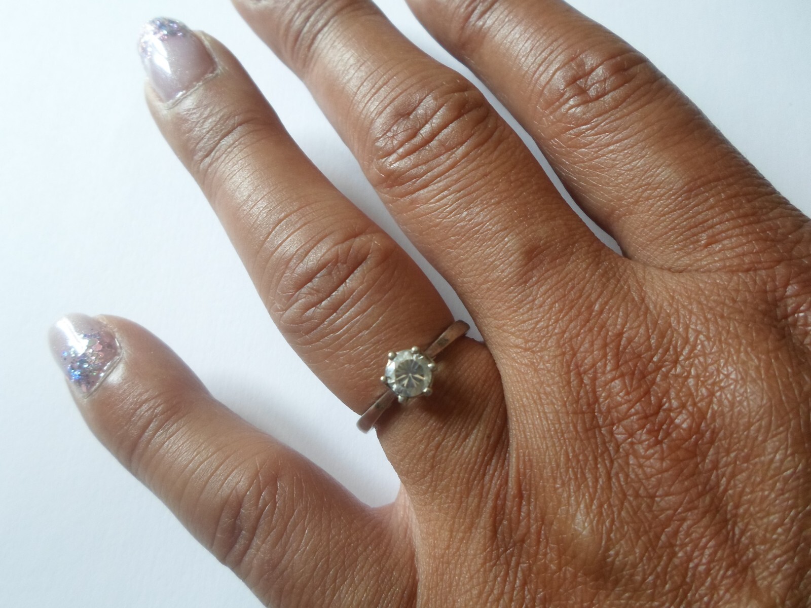 bague en argent massif, solitaire, zirconium, t. … - image 1