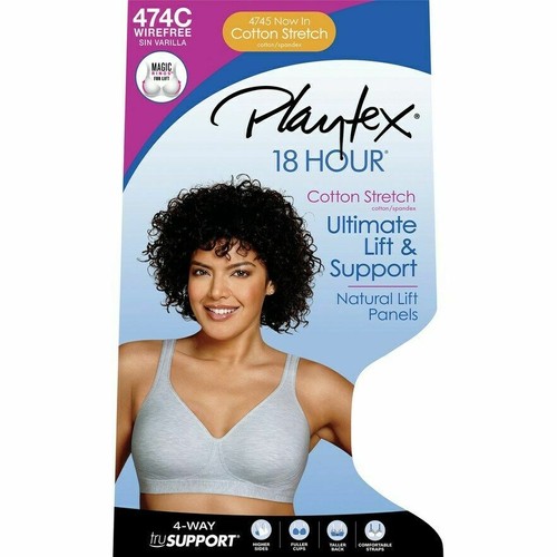 Playtex 18 Hr Ultimate Lift Wire-Free Cotton Bra 474C Taupe Sz.40B,40DDD,42D - Picture 6 of 8