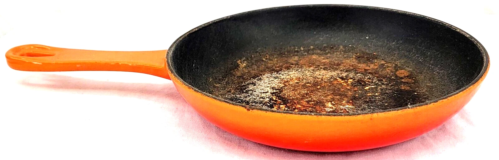Le Creuset 8" Orange Low Heat Cooking Cookware Vtg Fry Sautee Cast Iron Skillet