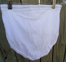 NOS Vtg White 90s Hanes Briefs 100 Cotton sz 14 3pr Gray Band waist 23-30