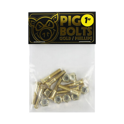 Pig Skateboard Mounting Hardware Phillips Gold 1''