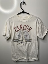 Vintage Cancun Mexico Short Sleeve T Shirt Graphic Medium Regular White Unbrand 