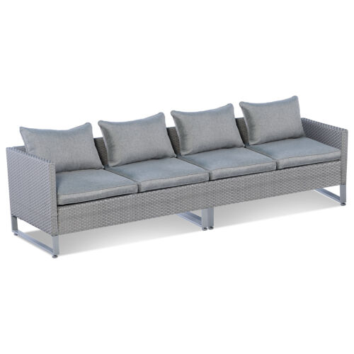 2PCS Patio Conversation Set Sectional Sofa Furniture Cushioned Seat Garden Grey