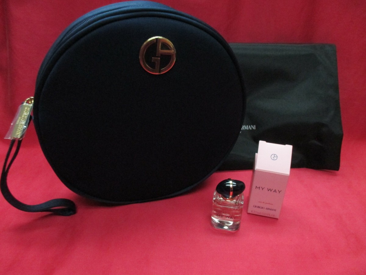 GIORGIO ARMANI　【ky】 Giorgio Armani Beauty Navy Blue Satin Travel Makeup Clutch Bag~My