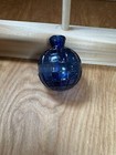 Antique Molded Glass Cobalt Blue Trap Target Ribbed Ball Globe 1800s Vintage Old